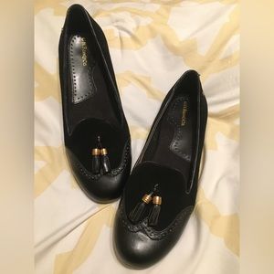 New G.H. Bass & Co. Uber Adorable Tassel Loafers Flats 10 Black Leather Suede